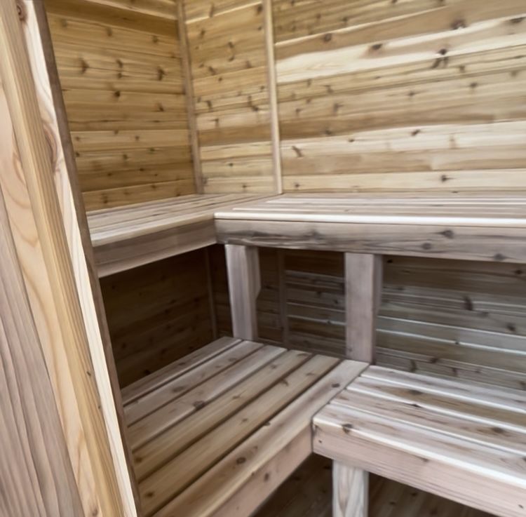 Cedar sauna installation